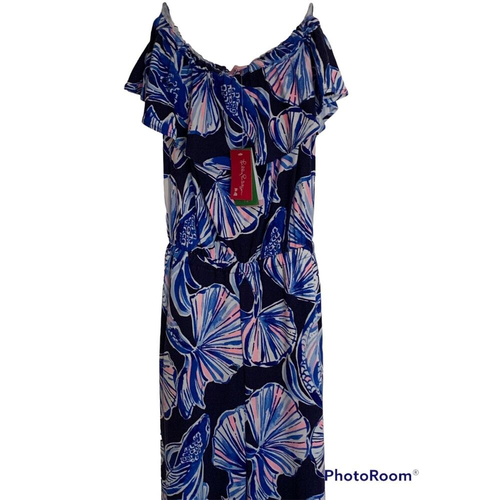 Lilly Pulitzer Aleatha Reel Life Strapless Jumpsuit New Tag Xs Tie Waist Ruffle
